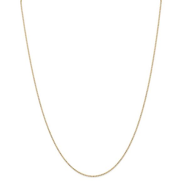 1.2mm, 14k Yellow Gold, Diamond Cut Hollow Bead Chain Necklace, 24 In - Picture 3 of 8